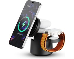 iCharge AirSlim - Qi2 Edition - 3 in 1 Magnetische Snelle Draadloze Oplader - 15W - Compact en Opvouwbaar - Voor iPhone, Apple Watch en AirPods - Zwart