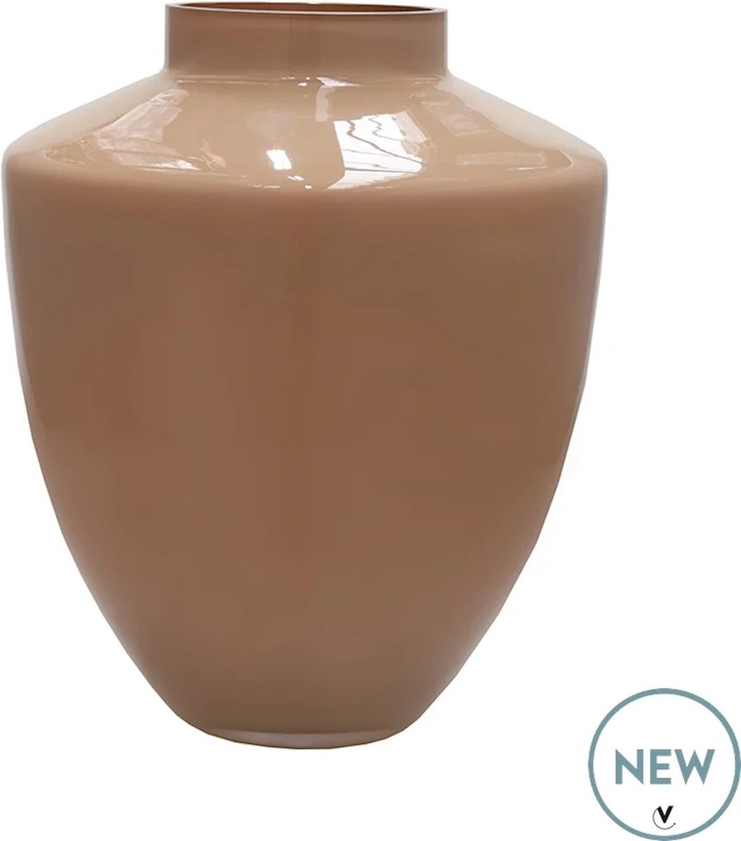 Vase The World Vaas Tugela | Small | Zand - Sand | Mondgeblazen glas | Glans | Ø24,5 x H29 cm