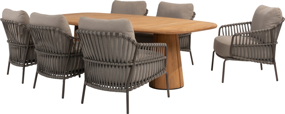 Tuinset met lage eettafel en stoelen van teakhout, 4 Seasons Outdoor.