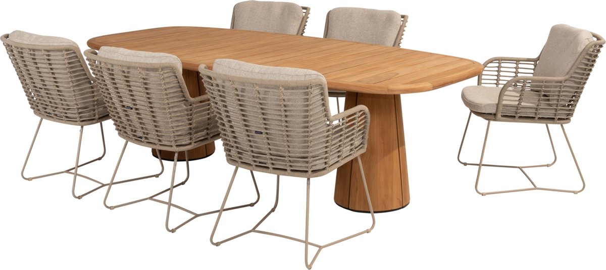 Capri Fabrice dining tuinset 7 delig 240x110xH75 cm teak latte 4 Seasons Outdoor