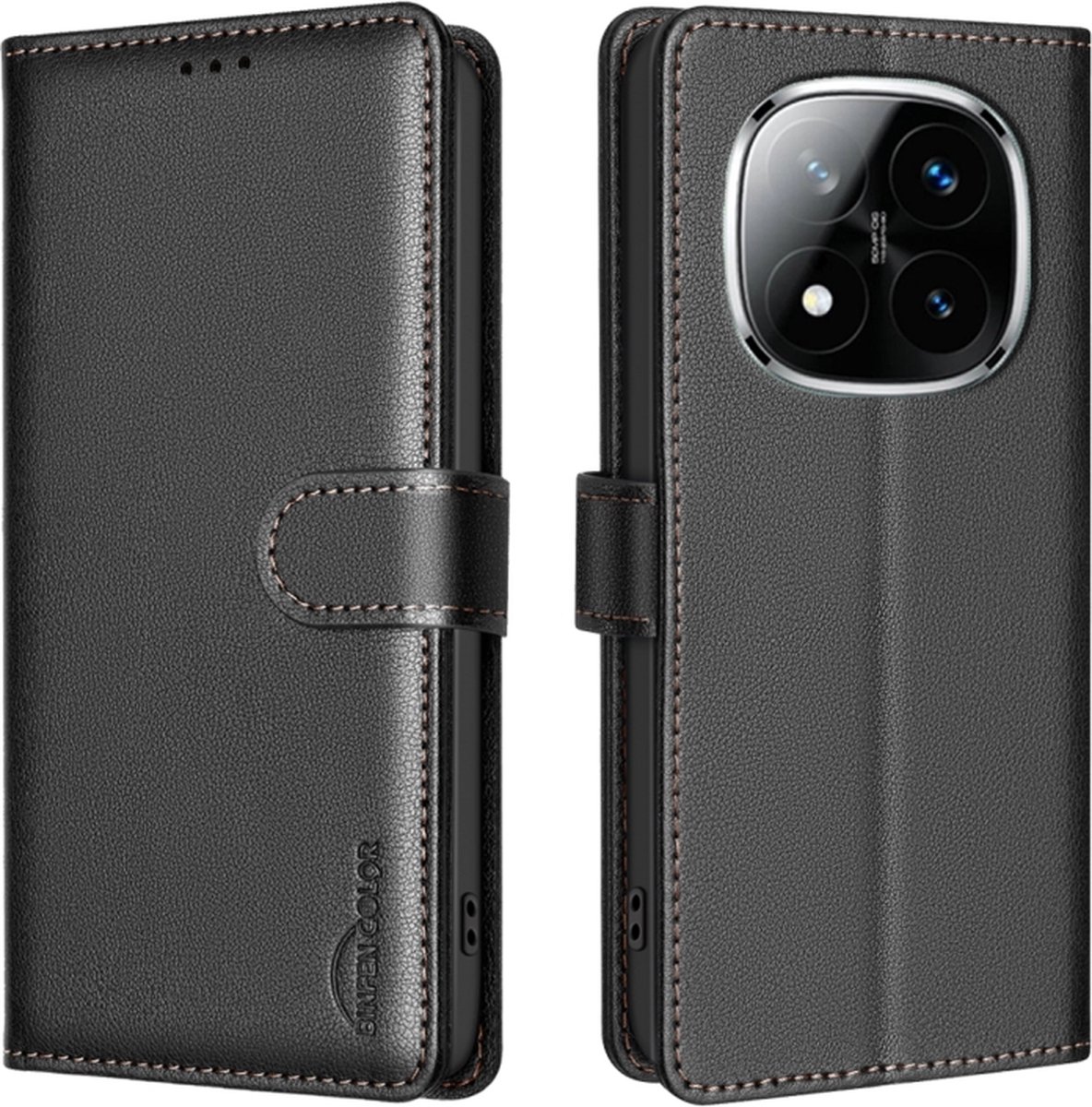 Zwart agenda book case hoesje - telefoonhoesje geschikt voor Xiaomi Redmi Note 14 Pro 5G / Note 14 Pro+ 5G