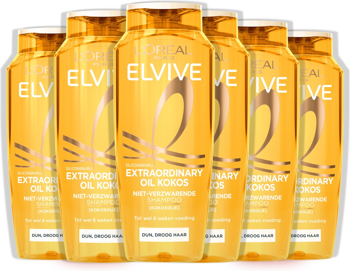 L’Oréal Paris Elvive Extraordinairy Oil Shampoo - 6x250 ml - Fijne Kokosolie - Voordeelverpakking