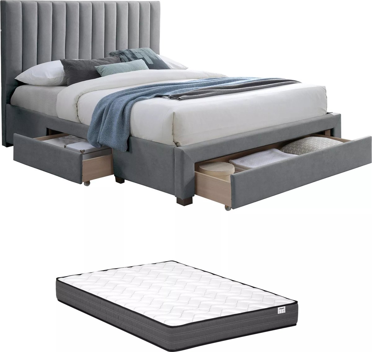 Vente-unique Bedframe stof grijs 160 x 200 cm LIAKO
