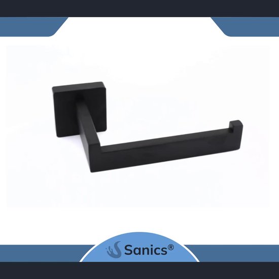Sanics Seal Porte-rouleau de papier toilette Zwart avec kit de montage - Porte-rouleau de papier toilette en acier inoxydable - Porte- Papier toilette - Porte-rouleau de papier toilette