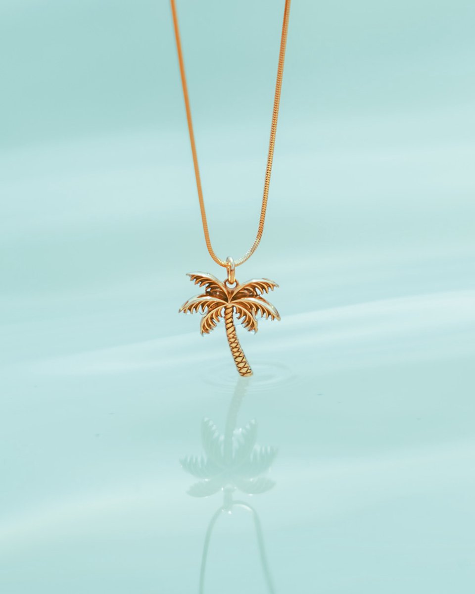 Laguna Treasures Jewellery - Ketting Oceaan Palmboom - Goud - Verguld - Snake ketting - Halsketting - Sieraden - Palmboom