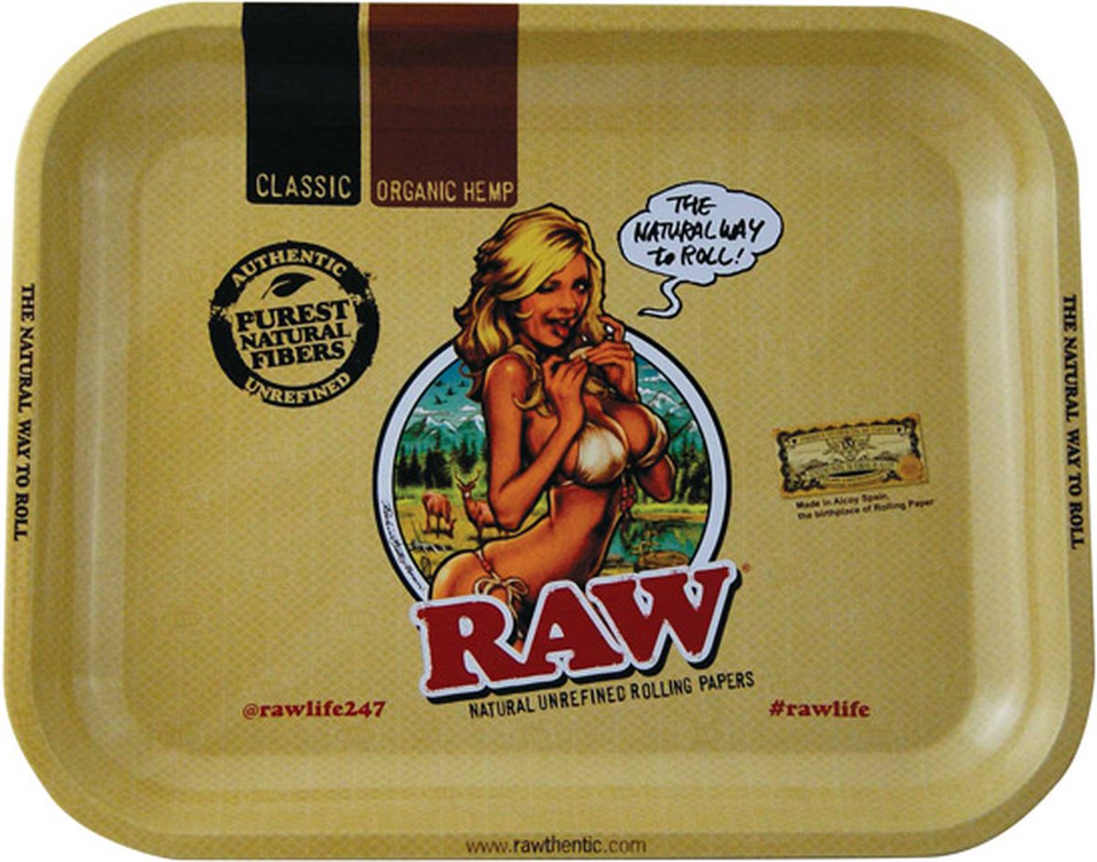 RAW - METAL ROLLING TRAY - RAW GIRL - LARGE (34 x 27.5 cm)
