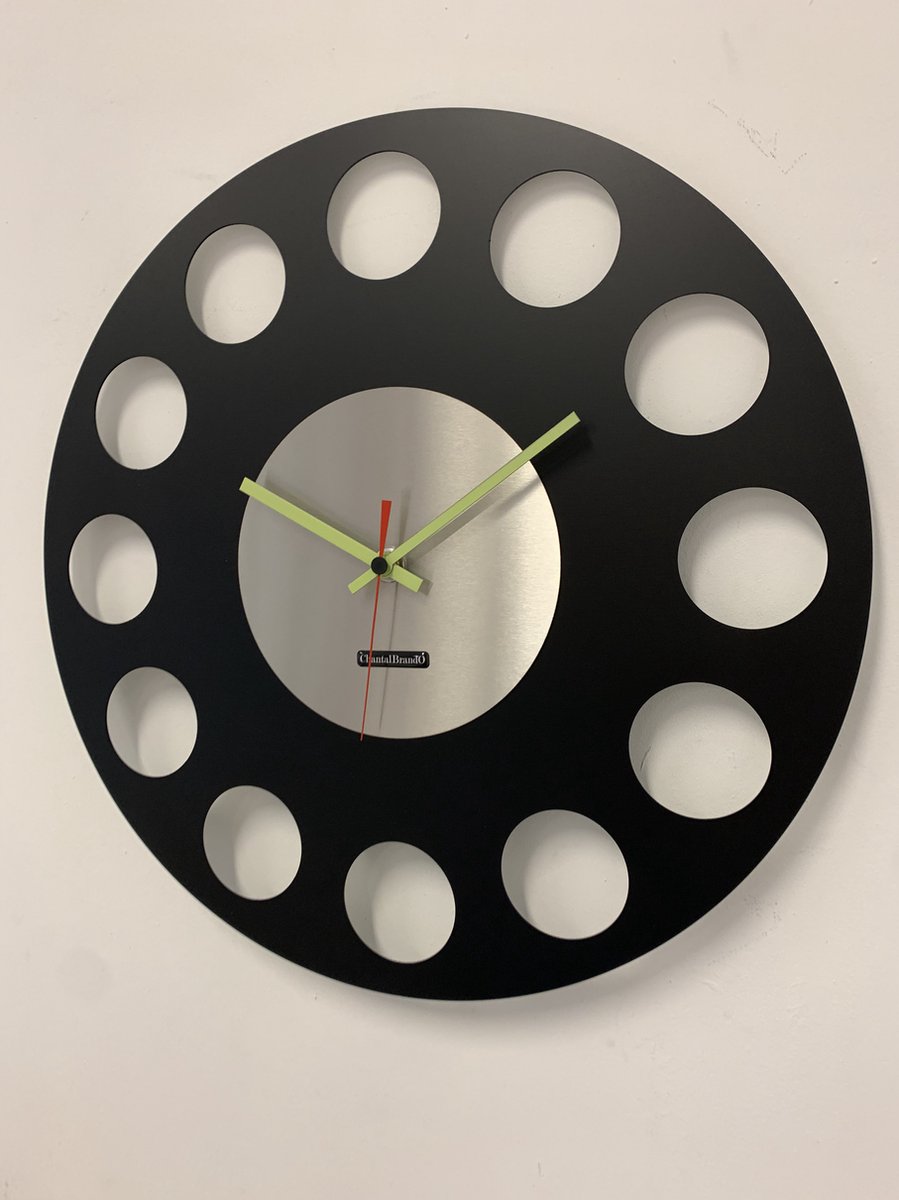 ChantalBrandO Wandklok MARAVAL Black & Silver XL Modern Design