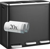 O'DADDY® Prullenbak 3 vakken - Afvalemmer – Trio Bin – 54L – Softclose – 3 Binnenemmers – Inclusief 20 Afvalzakken - Afvalbak - Pedaalemmer - Prullenmand - Vuilnisbak - Prullenbakken - Afvalscheiding Vuilbak – Elegant Zwart