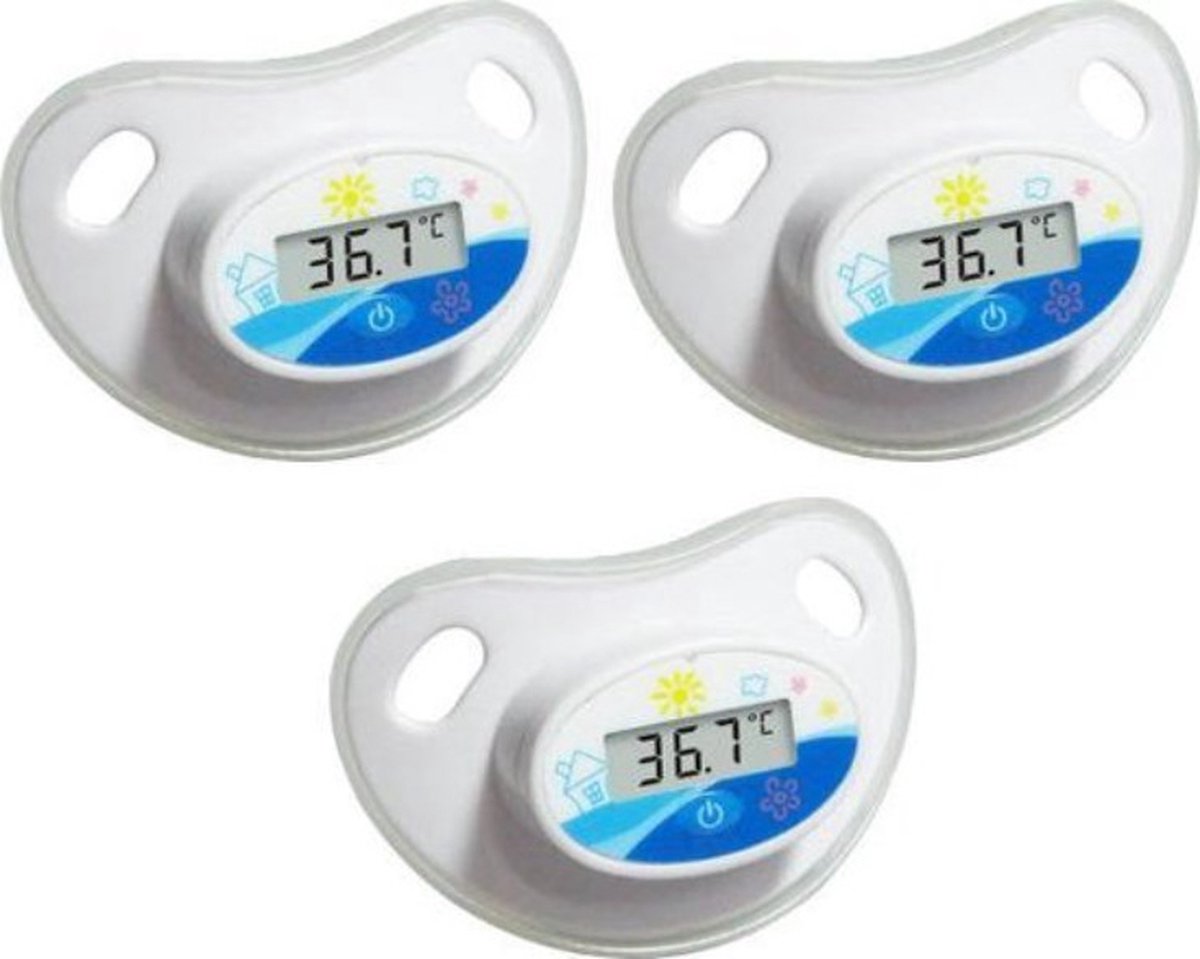 Goedkoopste Camry 8416 - 3 x fopspeen - speen - wit/blauw met thermometer