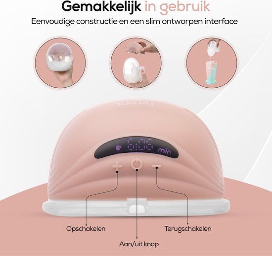 Ferera Handsfree Elektrische Borstkolf - Draadloos & Draagbaar - Dubbele Borstkolf - BPA-vrij - Roze - Inclusief 50 Opbergzakjes — afbeelding 3