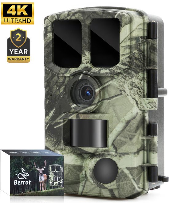 YOVOCA Wildcamera 2,7 K 48 MP, wildcamera met bewegingsmelder, nachtzicht, IP66 waterdicht, met 32 GB SD-kaart, 130 graden groothoek, 950 nm, nachtzichtcamera, dierobservatiecamera