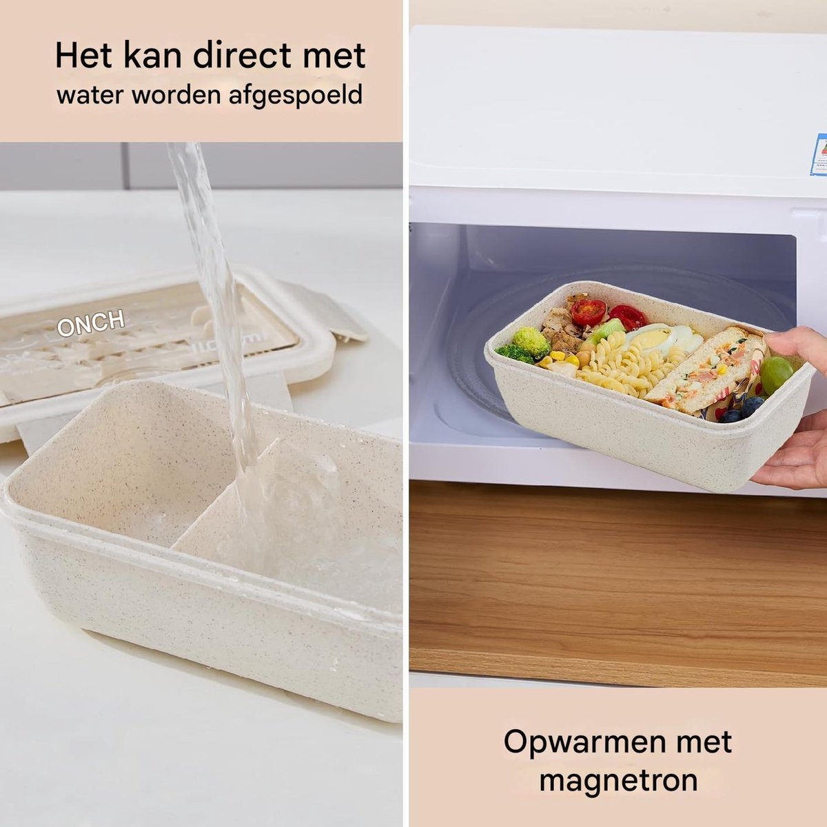2 stuks - Bento Box Met Bestek - 1100ml - Inclusief Geïsoleerde Tas - BPA-vrij - Lekvrije Lunchbox - Herbruikbare Voedselcontainer - Compact en Lichtgewicht — cadeau in Koken & Dineren - foto 6
