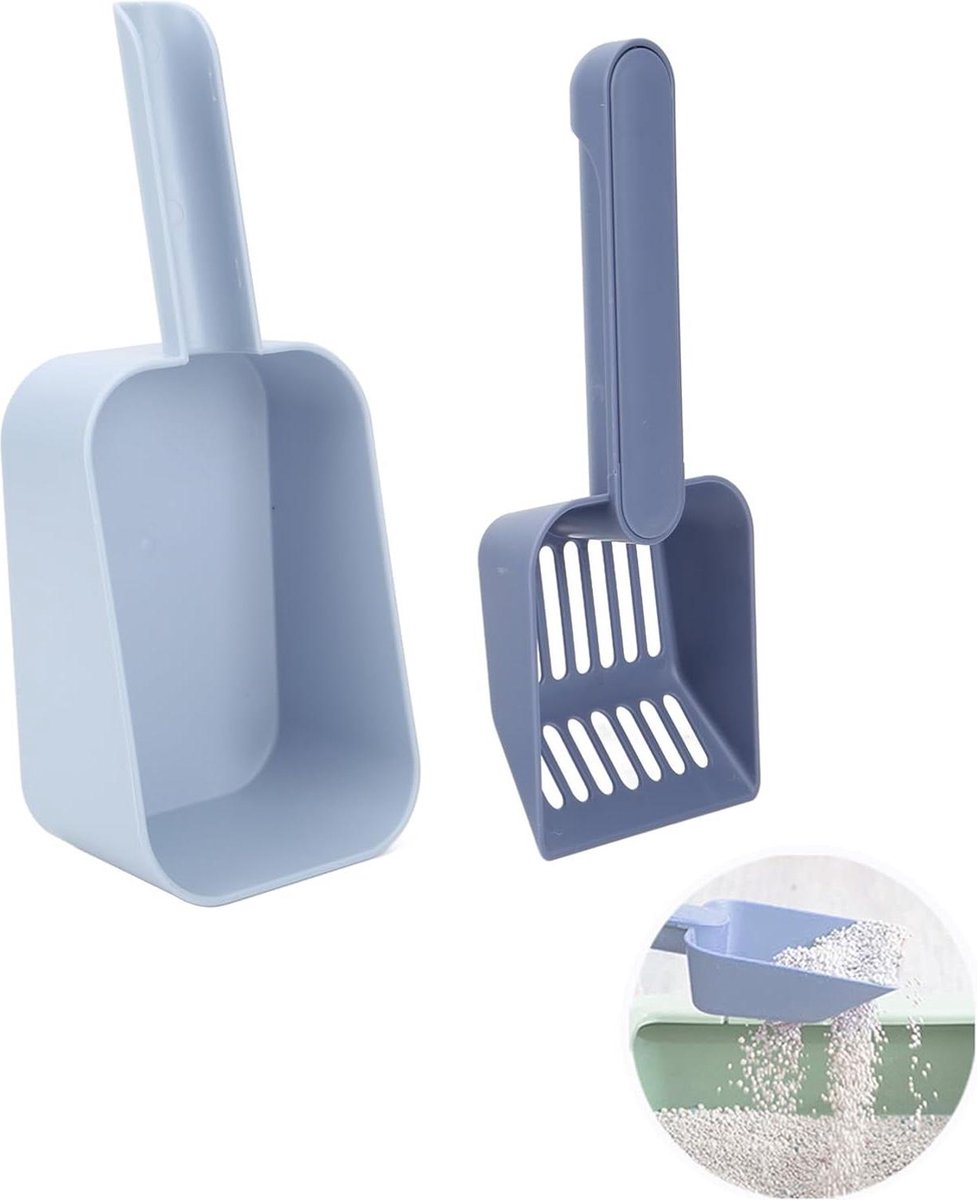 Multifunctionele ergonomische draagbare plastic kattenbakschop - blauw - schoonmaakbenodigdheden voor huisdieren .