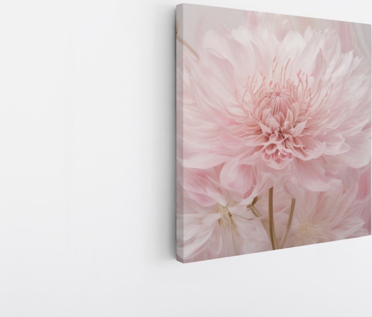 Saammp Canvas Schilderij - 2 Grote Roze bloemen - Abstract - 40x40 - Foto op canvas - Wanddecoratie - Muurdecoratie Woonkamer - Kantoor Decoratie Multicolor