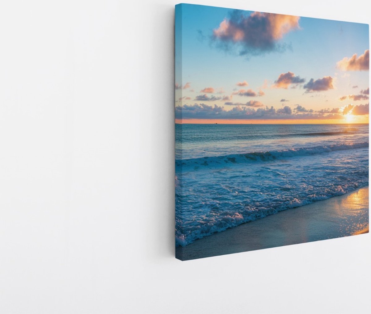 Saammp Canvas Schilderij - Rustige Zee - Strand - Duinen - 40x40 - Foto op canvas - Wanddecoratie - muurdecoratie Woonkamer - Slaapkamer decoratie - Canvas Print Multicolor