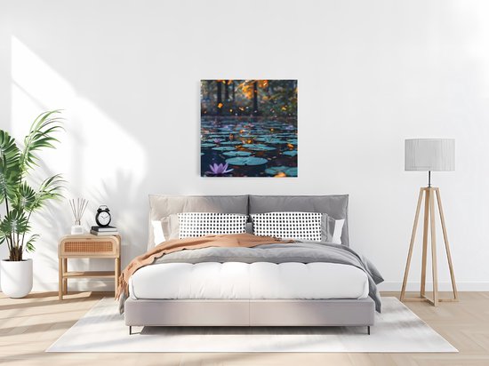 Tableau sur toile Saammp - Nature - Nénuphars - Paysage - 30x30 - Photo sur toile - Décoration murale - Décoration murale murale Salon - Décoration chambre - Impression sur toile