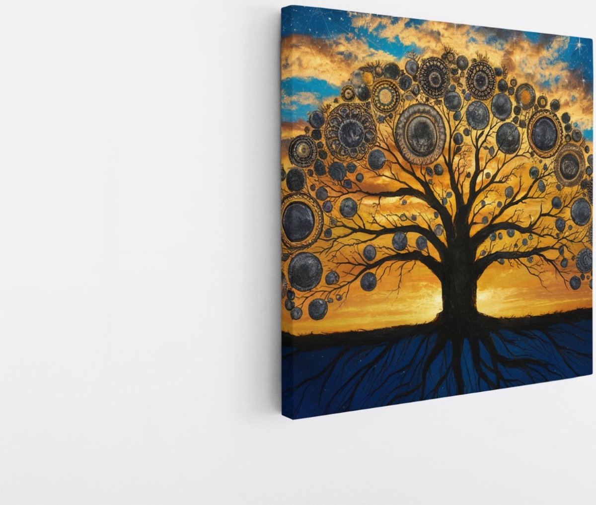 Saammp Canvas Schilderij - Spirutuele boom - Landschap - Natuur - 40x40 - Foto op canvas - Wanddecoratie - Muurdecoratie Woonkamer - Slaapkamer decoratie - Canvas Print Multicolor