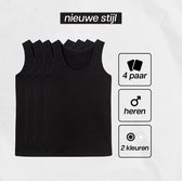 Marco Rossi Premium Kwaliteit - Onderhemden - Hemden heren - Onderhemd heren - 100% Katoen - Zwart - 4 Pack - Maat XL