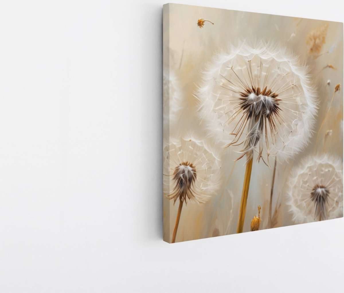 Saammp Canvas Schilderij - Bloemen - Paardenbloem - Abstract - 60x60 - Foto op canvas - Wanddecoratie - Muurdecoratie Woonkamer - Kantoor Decoratie Multicolor