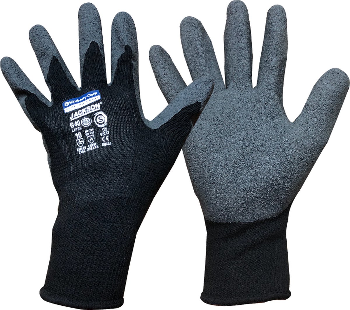12 paar Kimberly Clark Jackson Veiligheidshandschoenen van polykatoen en latex, voor algemeen gebruik, maat 10/XL, zwart 97273