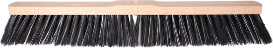 Buemag Bezemkop - Arenga/Elaston mix - zwart/wit - hard - hout - 60 cm - straatbezem/buitenbezem - bezem van Buemag — afbeelding 3