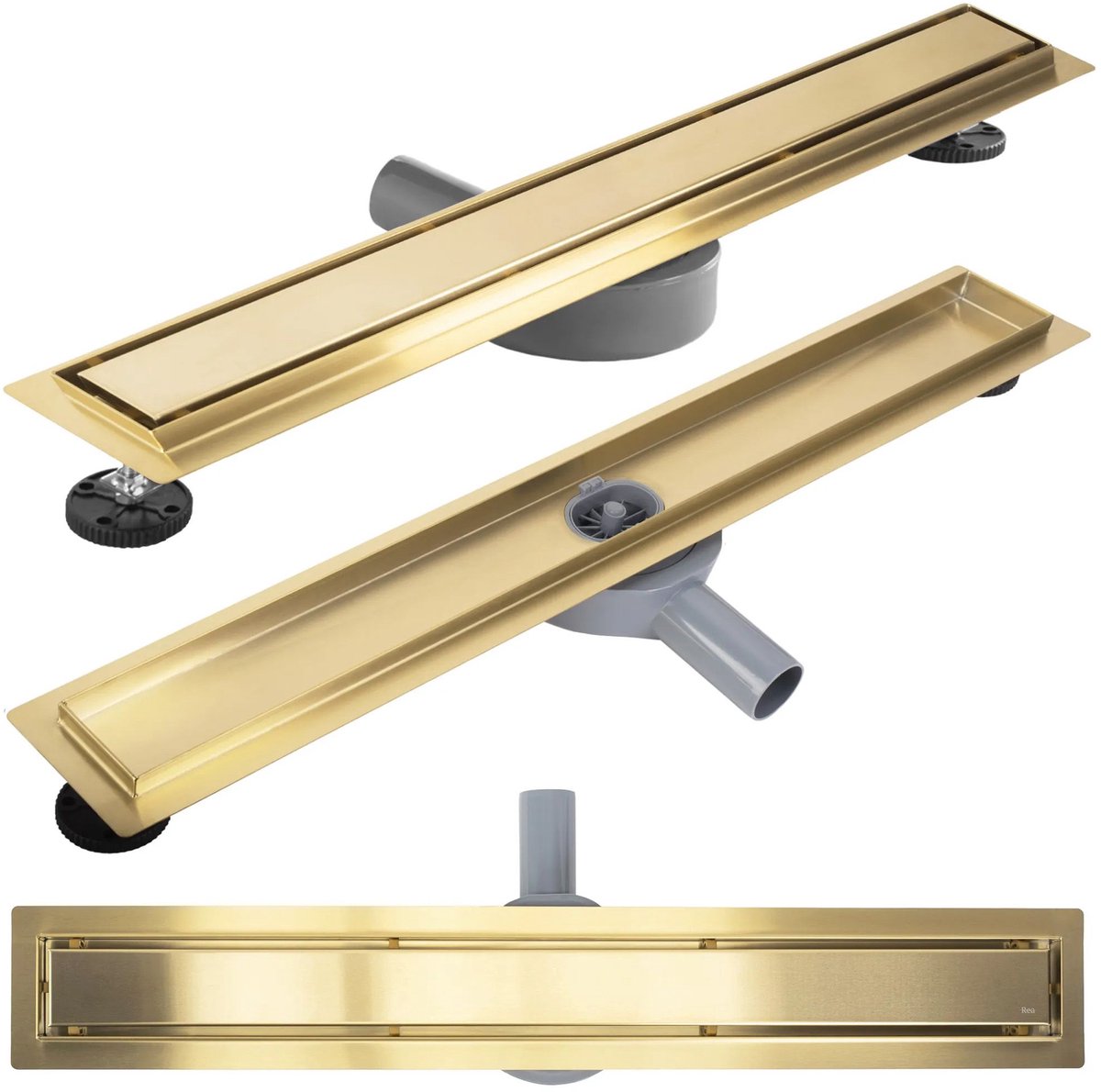 Rea Neox Pro - Lineaire Afvoer - Douchegoot - Geborsteld Goud - 100Cm