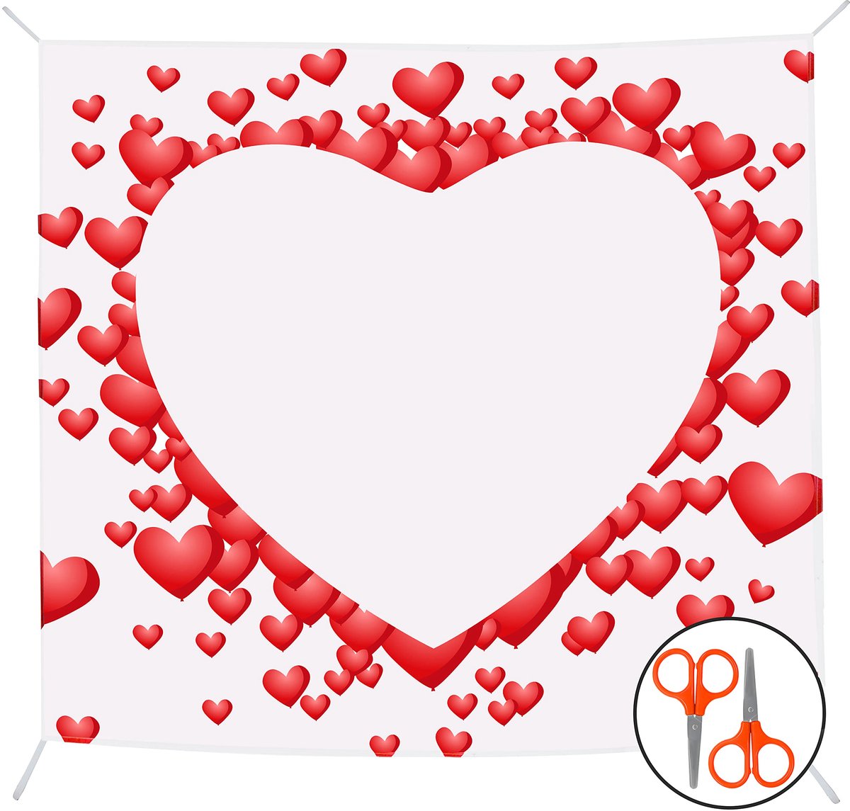 JGS ® Romantisch Uitsnijbaar Bruiloftshart Decoratieset met Schaar - Perfect voor Bruiloftsspel en Fotohintergrond
