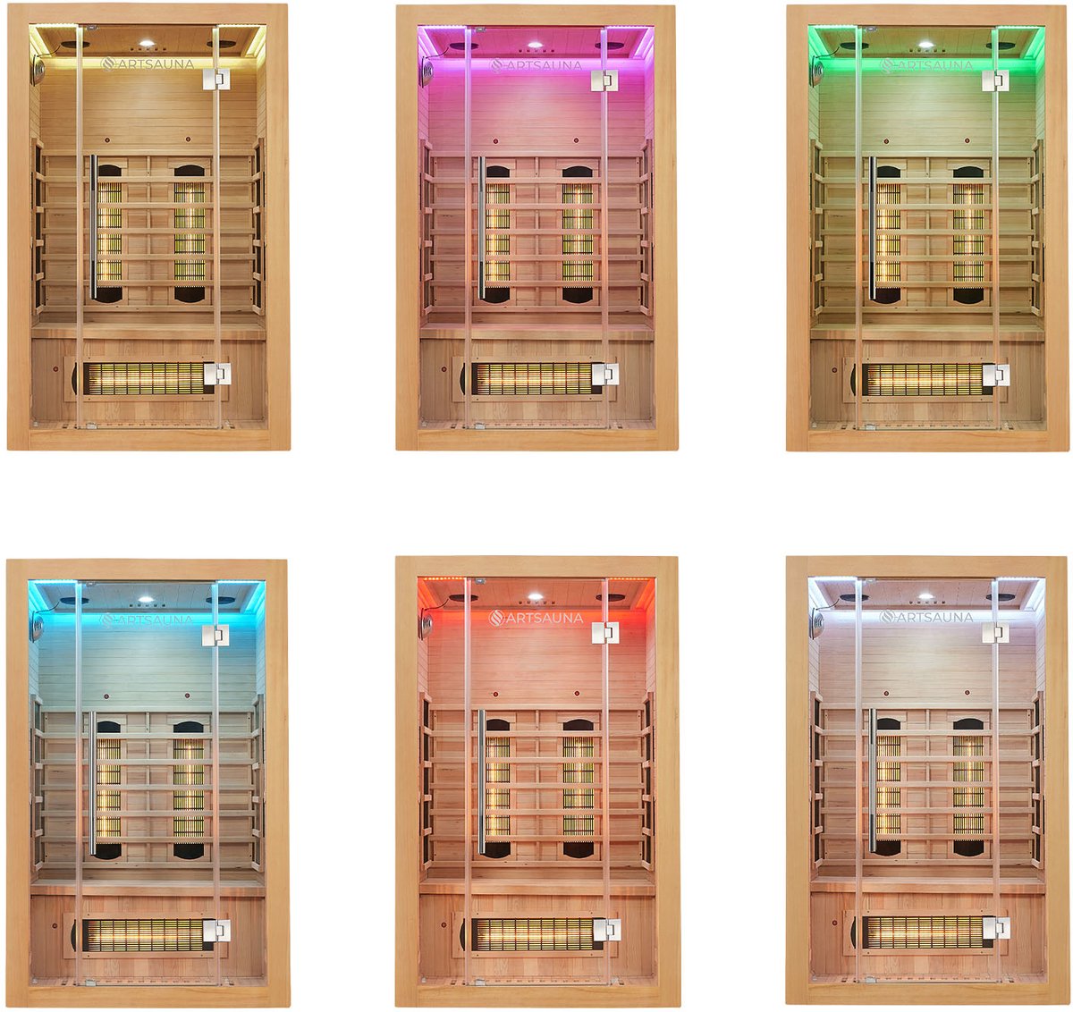 Infraroodcabine / Sauna Kiruna - 120x105x190 cm - Incl. LED & Bleutooth Radio thumbnail 2