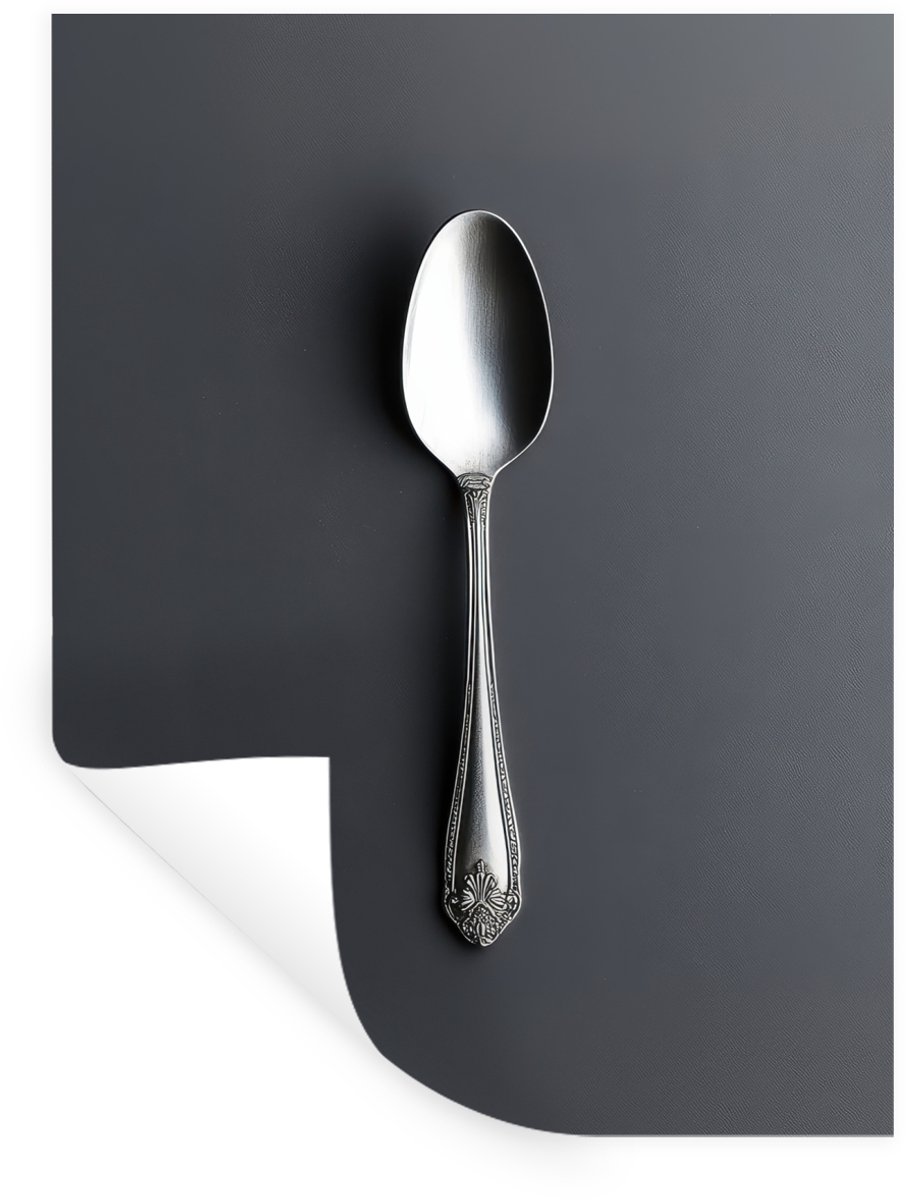 Muurstickers - Sticker Folie - Zilver - Metaal - Lepel - 60x80 cm - Plakfolie - Muursticke