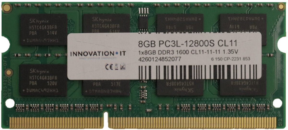 Innovation IT 4260124852077 geheugenmodule 8 GB 1 x 8 GB DDR3L 204-pin SO-DIMM