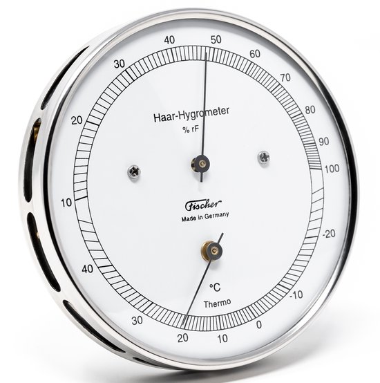 Fischer Haar-hygrometer en Thermometer RVS 103 mm Review - Mechanische comfortmeter