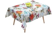Ulticool Nappe Groot Toile Cirée Plastique - Imperméable Intérieur et Extérieur - 140 x 240 cm - Chemin de Table Rectangulaire Vogel Fleurs Nature - Wit Vert Rouge Blauw Rose