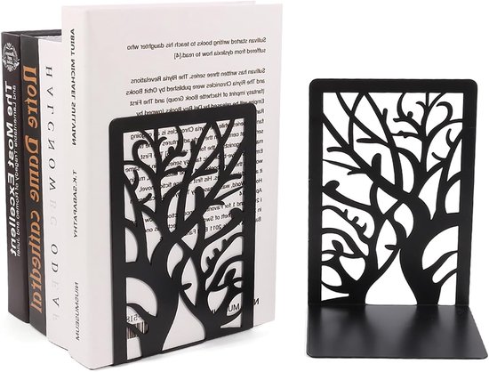 Candala Boekensteunen Zwart-Bookends for Shelves,Book Ends Metal Book Divider, Anti-slip Base, Great for Library, Office, Home, School (1 Pairs)