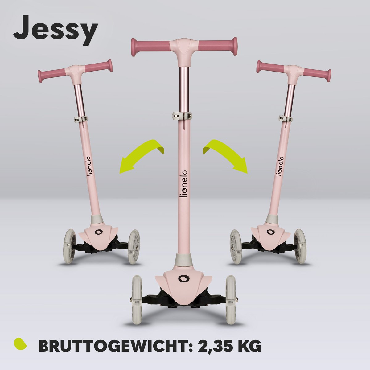 Lionelo Jessy Kinderstep - step 3 wielen - leeftijdsgroep 3+ - max 50kg - LED verlichting in de wielen - hoogte verstelbaar 65-70-75-80 cm — afbeelding 9