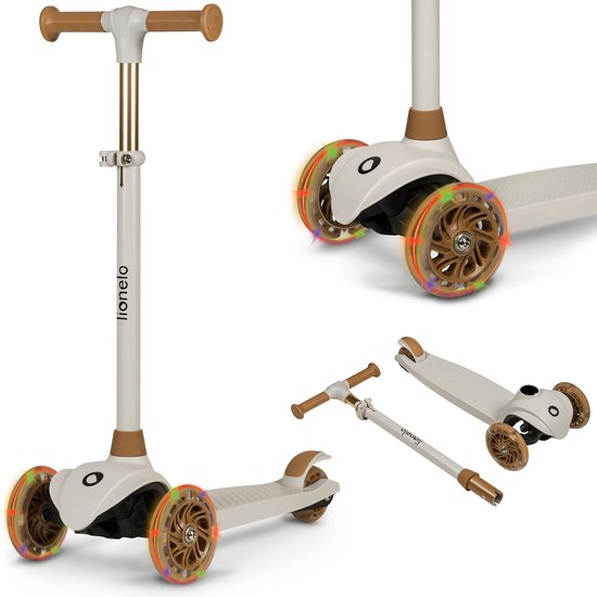 Lionelo Jessy Kinderstep - 3 wielen Step - Speelgoed voor kinderen van 3+ - tot 50kg - LED verlichting in de wielen - hoogte verstelbaar 65-70-75-80 cm