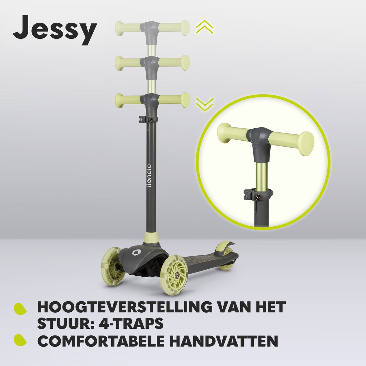 Lionelo Jessy Kinderstep - step 3 wielen - leeftijdsgroep 3+ - max 50kg - LED verlichting in de wielen - hoogte verstelbaar 65-70-75-80 cm — afbeelding 7