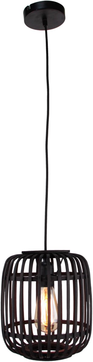 Various Woven Hanglamp- 1 lichts- Ø22 cm- Bamboe- Zwart