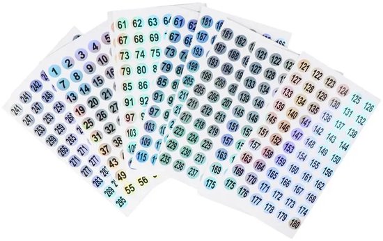 Cijferstickers 1-300 - Kleine nummerstickers van vinyl - Waterdicht