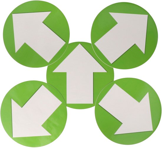 Pijl Sticker Rond Accent pijl sticker - 5x - Rond Dia 15 cm - groen met witte pijl ...