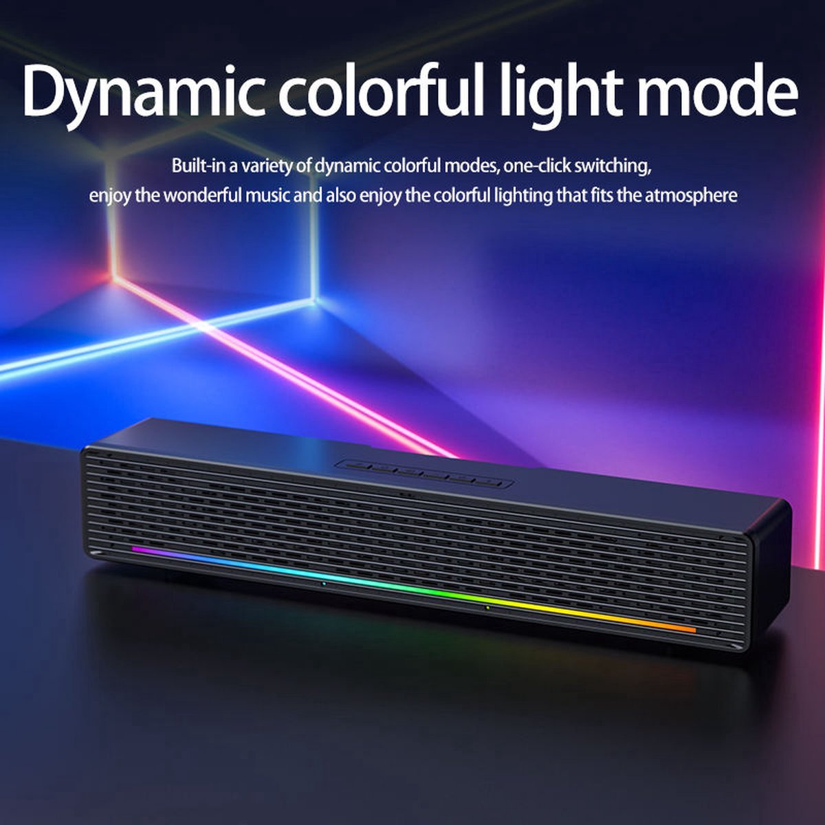 Afbeelding 2 van Bluetooth 5.0-luidspreker-Subwoofer-Soundbar-RGB dynamische lichteffecten PC-luidsprekers-professionele dual-mode geluidseffecten-Geschikt voor computers, mobiele telefoons en tv's