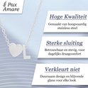 Collier argenté avec initiale L et cœur, avec texte "Haute Qualité", "Fermoir solide", "Ne se décolore pas".