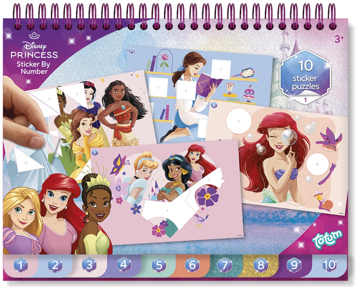 Disney Princess Totum sticker puzzelboek kids incl. kleurplaten doeboek vakantieboek 25-delig | educatief speelgoed meisjes vanaf 3 jaar