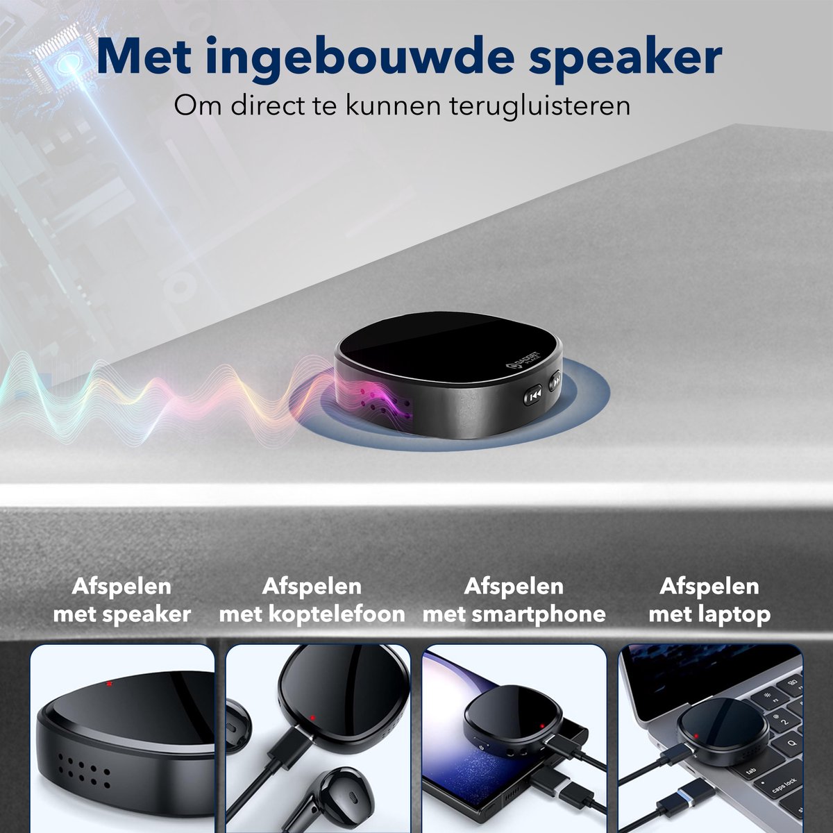 De Gadgetwinkel Mini Afluisterapparaat 64GB met Speakers - afbeelding 2