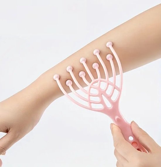 Masseur de cuir chevelu avec 9 boules de massage en métal | Massage de la tête rotatif | Masseur de cuir chevelu | Réduit le stress | Siliconen et acier inoxydable | Blauw