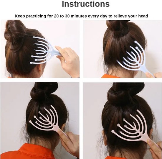 Masseur de cuir chevelu avec 9 boules de massage en métal | Massage de la tête rotatif | Masseur de cuir chevelu | Réduit le stress | Siliconen et acier inoxydable | Blauw