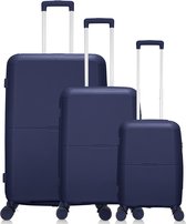 Malta Reiskofferset 3-delig - 39, 65 en 93 liter - Handbagage en Ruimbagage - Navy blue - Met Ingebouwd TSA Slot - Voor Vliegtuig en Lange Vakanties