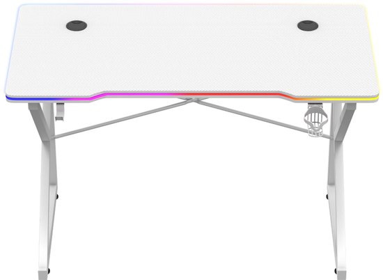 MY SIT Titan Gamingtafel 140 cm, met kleurverandering, LED-verlichting, hoofdtelefoonhouder, PC-houder, muismat, drankhouder, krachtig kabelmanagement, zwart
