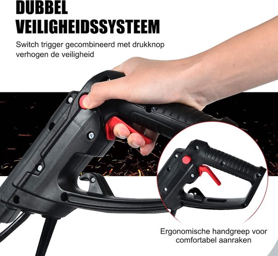 COSTWAY Elektrische vloerhak, motorhak, elektrisch, vloerfrees, tuinfrees, tuinfrees, tuinfrees, 4 hakmessen, 1200 W, 22 cm werkdiepte, 35 cm werkbreedte, 365 omw/m, met veiligheidsschakelaar, rood van Costway — afbeelding 4
