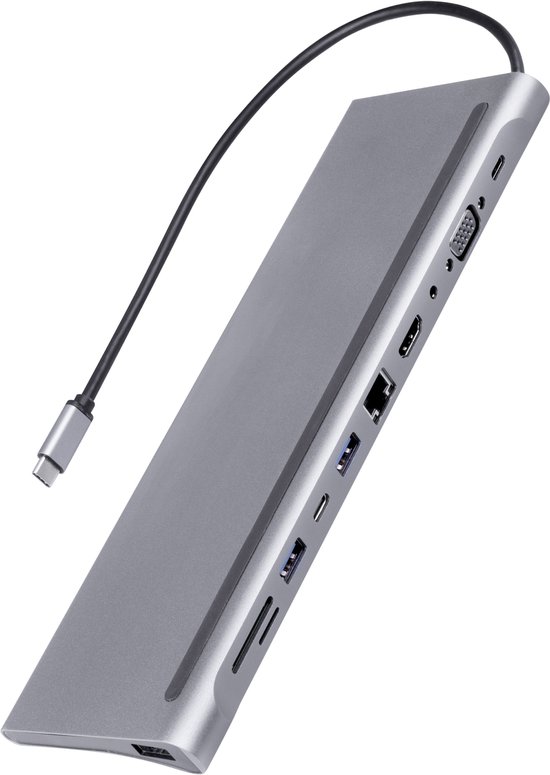 Nuvance 11 in 1 Docking Station Laptop - Usb C Hub - Usb Splitter - Usb Hub 3.0 - Hdmi Vga en Sd - Dockingstation met Anti Slip