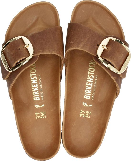 Birkenstock Cognac Slippers Dames Big Buckle Slippers Birkenstock